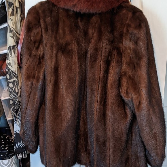 Vintage Auburn Mink Jacket, Fox Collar - Picture 1 of 2